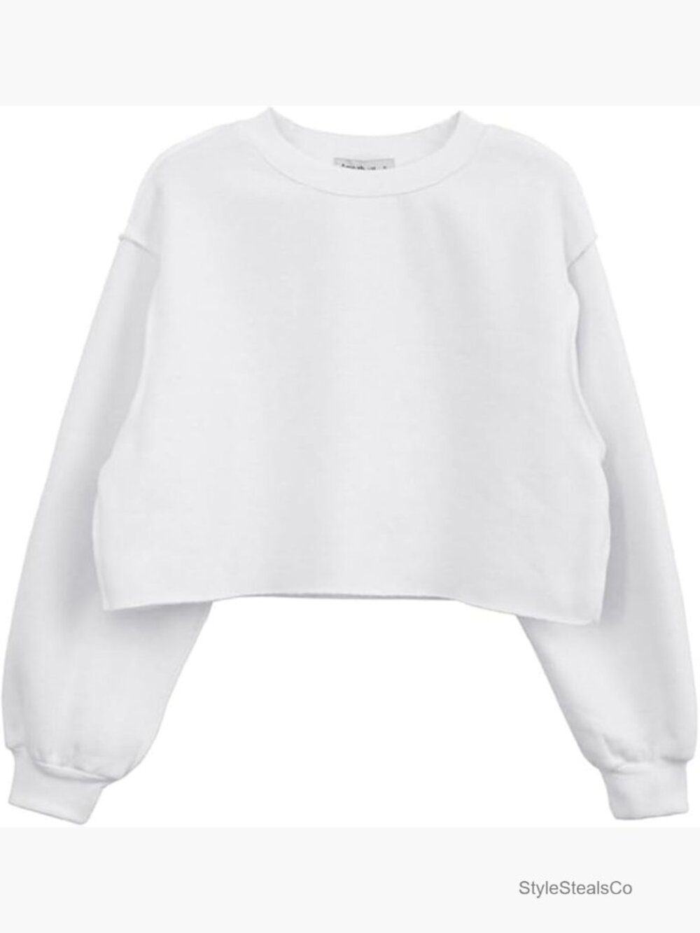 Women Cropped Fleece Sweatshirt Long Sleeve Casual Pullover Relaxed Fit